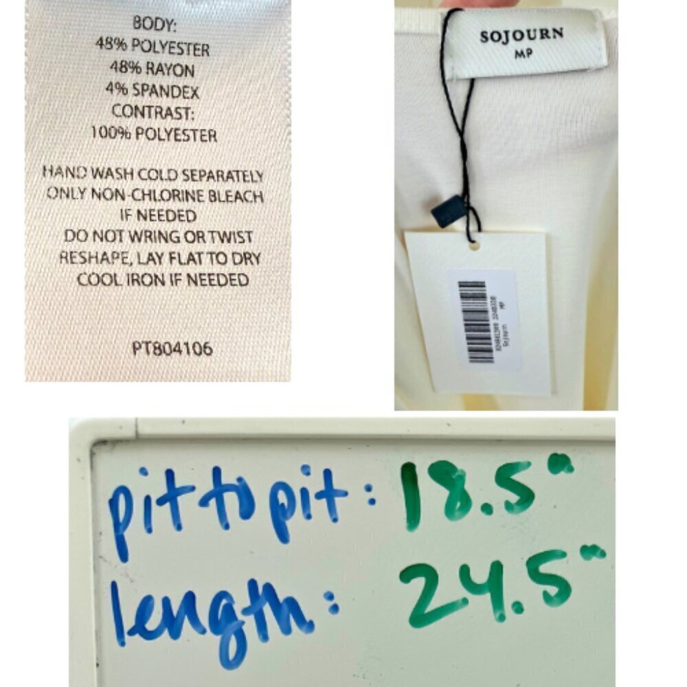 SOJOURN White Sheer Sleeve Swiss Dot Knit Top Size MP - Picture 10 of 11